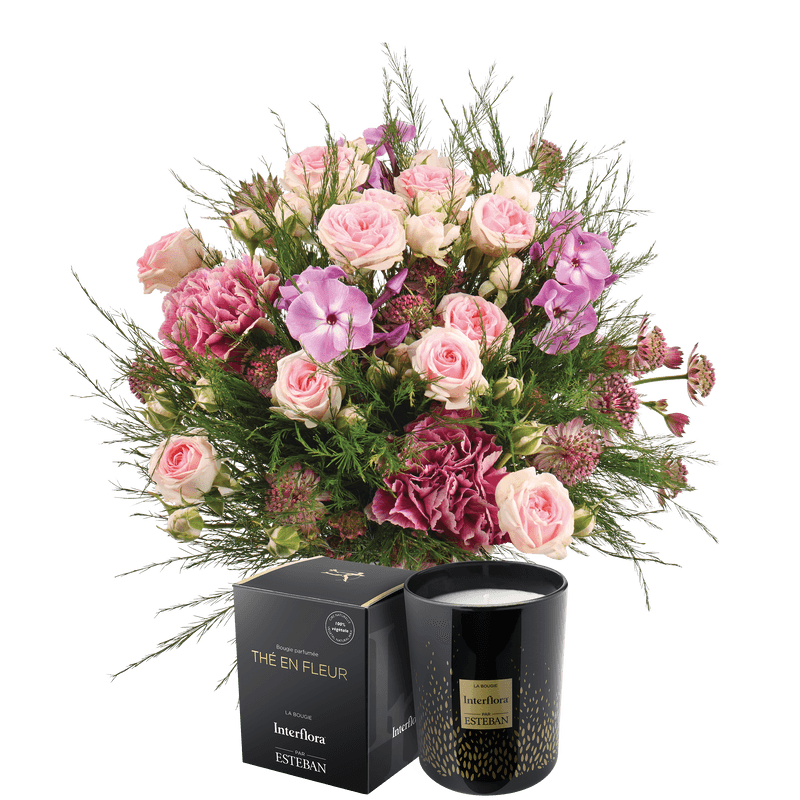 Bouquet Velours et bougie parfumée Esteban – Livraison Fleurs & Cadeaux  Interflora - Anniversaire de mariage